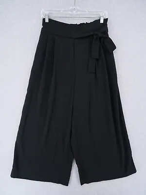 $19.99 • Buy Zara Trafaluc Pants Womens Size M Medium Black Belted Wide Leg Casual