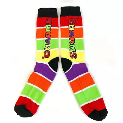 New CHARMS CANDY SOCKS Bright Colorful Stripe Big Logo Fun Retro ADULT CREW OSFM • $7.50