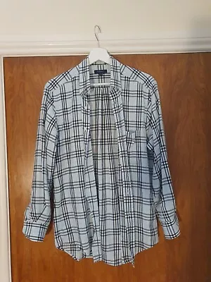 £45 • Buy Vintage Burberry Nova Check Shirt  Blue, Mens Small