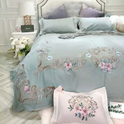 £196.49 • Buy Egyptian Cotton Duvet Cover Sets King Queen Size Embroidery Bedding Sets Cover