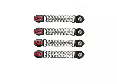 Red Flag Leather Motorcycle Vest Extenders For Biker Chrome Chains • $28.40