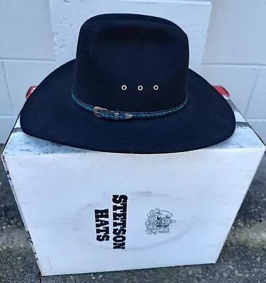 Vintage STETSON Black 4X Beaver Western Cowboy Hat Skyline 7 1/4 XXXX W/Box • $150