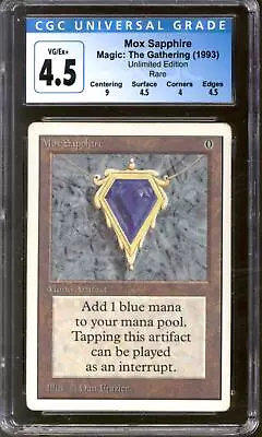 Magic MTG Unlimited Mox Sapphire CGC 4.5 HEAVY PLAY (HP) • $4382.95