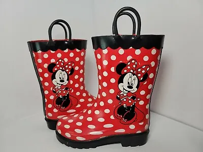 Disney Girls Minnie Mouse Character Printed Waterproof Easy-On Rubber Rain Boots • $25.99