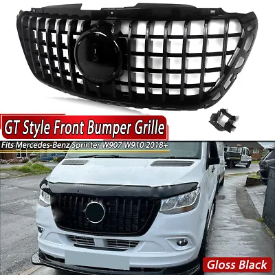 Gloss Black Front Bumper Grille For Mercedes Sprinter 1500 2500 3500 W907 2018+ • $197.88
