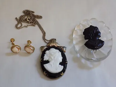 Vintage Jewelry Cameo Lot Brooch Pendant Earrings  Lot • $25