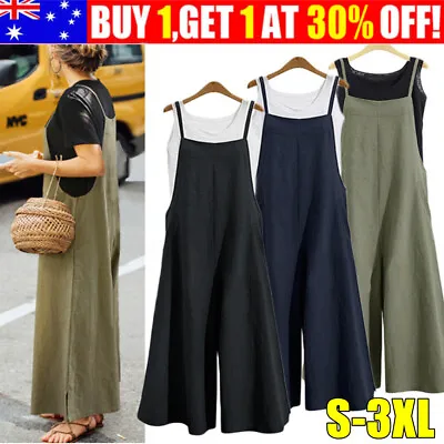 Women Loose Dungarees Wide Leg Long Pants Playsuit Jumpsuit Overalls Playsuit • $23.99