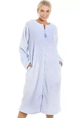 £29.99 • Buy Camille Womens Loungewear Supersoft Light Blue Zip Front Diamond Housecoat