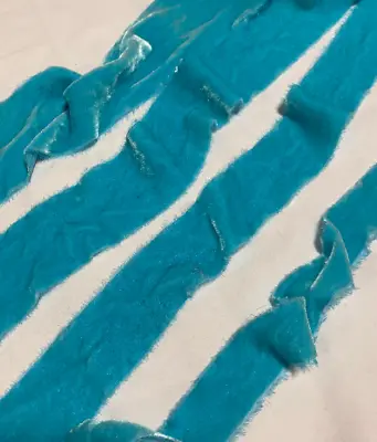 Hand Dyed Aqua Blue Silk Velvet Ribbon ( 4 Widths To Choose From) • $2.66