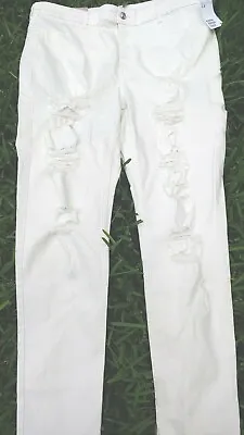 NWT H&M Divided Distress Skinny High Waist White Jeans Sz 20 • $10.99