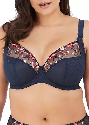 Elomi Charley Underwire Plunge Bra #EL4380 UK Szs DD-JJ Navy Blue New W/tag$70 • $32.24