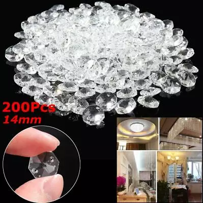 $12.99 • Buy 200PCS Clear Crystal Glass Chandelier Part Prisms Octagonal Beads Decor 14MM