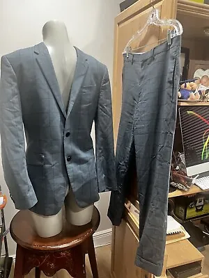 Paul Smith London Slim  Men's 2 Piece Wool  Suit Kessington 36. Blue Plaid.31x27 • $120