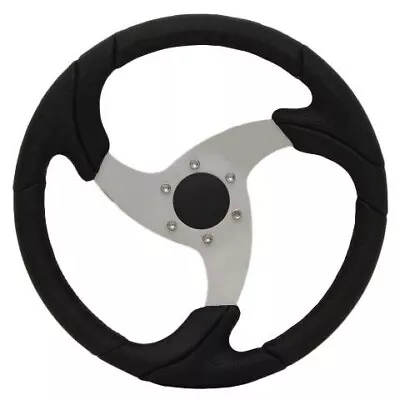 Custom Boat Steering Wheel | 14 1/4 Inch Black Silver • $98.05
