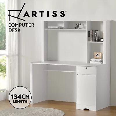 Artiss Computer Desk Office Study Desks Table Drawer Bookshelf Cabinet 134CM • $169.95