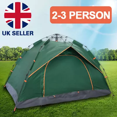 2-3 Man Automatic Instant Double Layer Pop Up Camping Tent Waterproof Outdoor R • £20.99