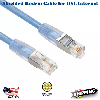 RJ11 Shielded Modem Cable For DSL Internet 7Ft Up To 50Ft • $12.95