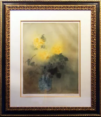 Kaiko Moti Still Life Yellow Roses Framed Signed Aquatint Etching Make Offer! • $2500