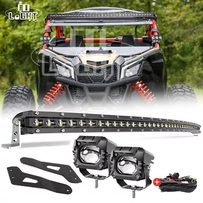 For Can-Am Defender 17-23 Roof 50  Curved LED Light Bar +4  Pods+Brackets+Wire • $210.65