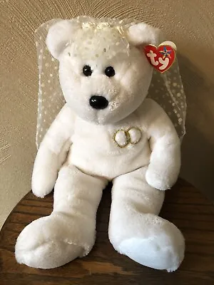 Ty Beanie Buddies Mrs. Wedding 14” Bear White Veil Rare • $49