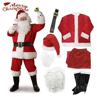 Santa Claus Costume Suit Adult Father Christmas Fancy Dress Mens Xmas Outfit UK • £20.99