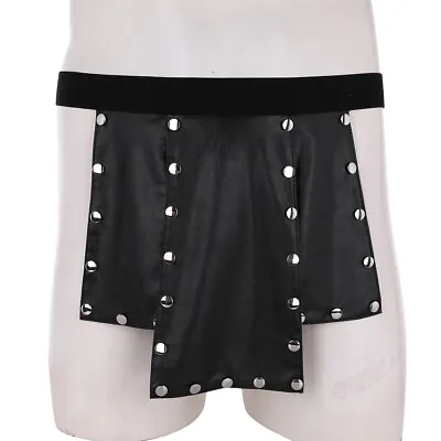 Men Adult Metal Studded Kilt Sexy Harness Shorts Thongs Underwear Skirt Clubwear • $10.79