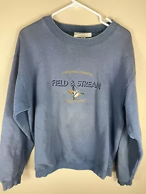 Vintage Field & Stream Blue Mens Large Ducks Made In USA Distressed Stains • $30