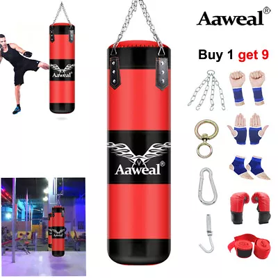 39  PUNCHING BAG W/ CHAINS Gloves Sparring MMA Boxing Training Canvas Heavy Duty • $32.29