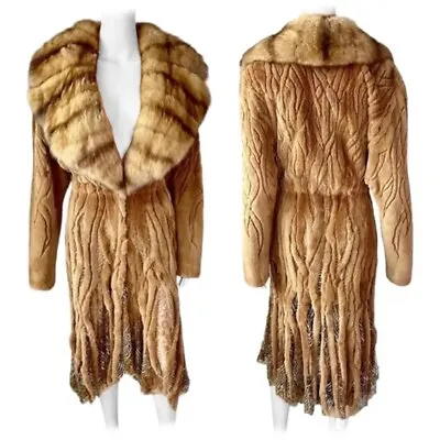 Atelier Gianni Versace C.1996 Fur Cutout Sheer Lace Mesh Panels Jacket Coat • $19500