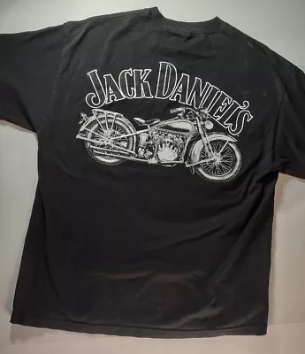 Jack Daniels Shirt Mens XL Black Motorcycle On Back Small Logo Left Upper Front  • $12.49