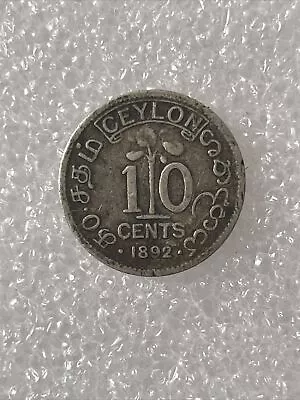 1892 - Used Coin  10 Cents Queen Victoria - Ceylon • £5