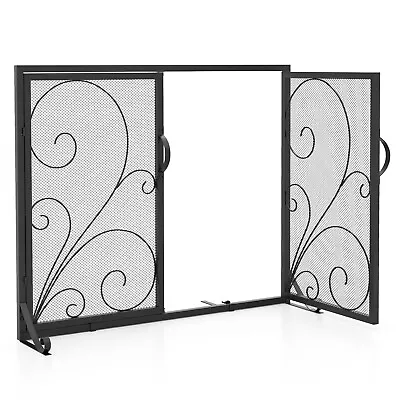 38 X 31 Inch Double Door Fireplace Screen W/ Magnetic Panels Stable Support Rear • $69.99