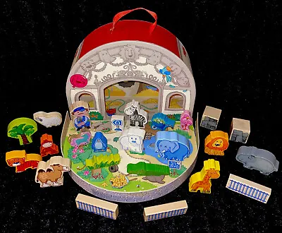 HABA-My First Play World Zoo Animal Play Set Carrying Box 24 Wood Pieces-Read • $45