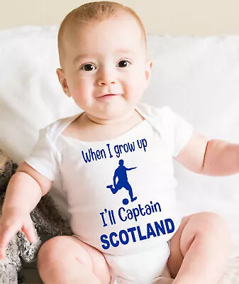 When Grow Up Captain Scotland Funny Babygrow Scottish Football Baby Gift • £9.99