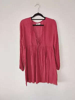 $23 • Buy Arnhem Women's Tunic Size 6 (Fits Bigger) Raw Hem V-neck Cotton Rami Blend