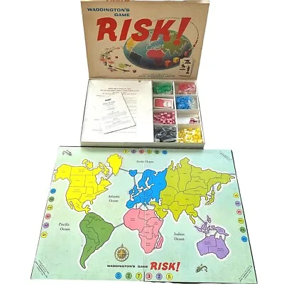 Vintage Risk Board Game Waddingtons 1960s White Box Edition Complete • £12.99