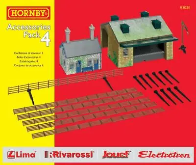 Hornby R8230 Trakmat Accessories Pack 4 Goods Shed Cottage Fence Loading Gauge • £31.99