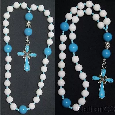 Anglican Episcopal Rosary White Jade Turquoise & Sterling Silver Rare Unique • $206.98