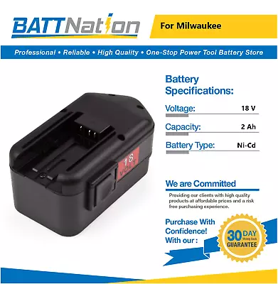 18V 2Ah NiCd Battery For Milwaukee 48-11-2230 48-11-2200 48-11-2232 • $34.55