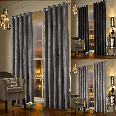 Velvet Curtains Thermal Winter Eyelet Ring Top Fully Lined Readymade  Glimmer  • £17.59