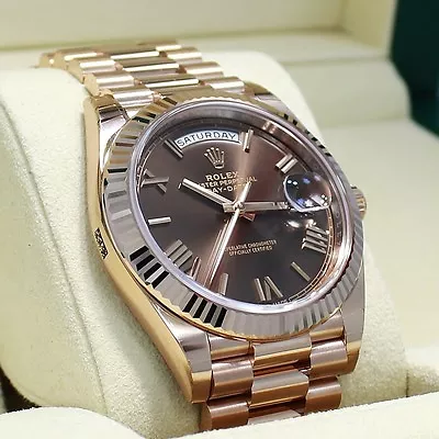 Rolex President 40mm Day-Date 228235 18K Rose Gold Chocolate Dial Watch *NEW* • $48500