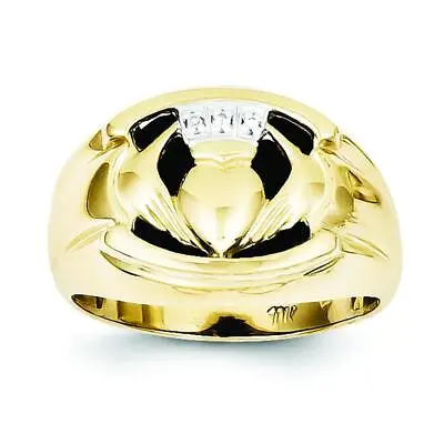 10K Gold Men's Jewelry Diamond & Black Onyx Claddagh Ring Size 10 • $387.05