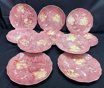 Set Of 10 ~ H & K Tunstall  PINK FLORAL   Lunch Plates ~ 9 1/4  • $179.99