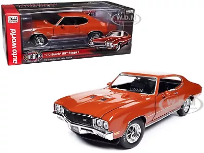 1972 Buick Gs Stage 1 Flame Orange Mcacn 1/18 Diecast Car By Auto World Amm1327 • $99.99