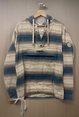 *RARE* Vintage QuikSilver Hoodie:      Zipper Pouch Drawstring Waist Arm Badge • $120