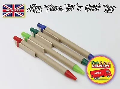£2.99 • Buy Personalised Eco Paper Pen With Wooden Clip For Your Business Any Name Logo Text