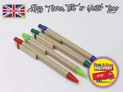 £2.99 • Buy Personalised Eco Paper Pen With Wooden Clip For Your Business Any Name Logo Text