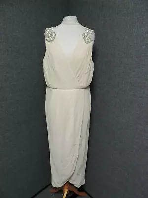 £44.99 • Buy TFNC Tall Wrap Midi Dress With Embellishment Nude UK 14 LN025 FF 8