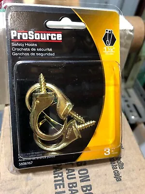 ProSource Safety Cup Hook Steel Polished Brass Finish 3 Pack FLAT SHIPPING  • $3.99