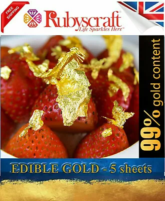 Edible Gold Leaf Sheets 4.33cm X 4.33cm 24 Carat Decor Edible Silver In Shop • £2.90